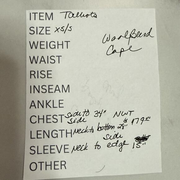 Talbots Embellished Ruana Cape XS/S Red Wool Blend Rhinestone Button Pockets NEW - Picture 8 of 8